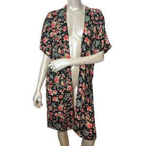 Summer 10 brand Black Floral Shirt Sleeve Cardigan